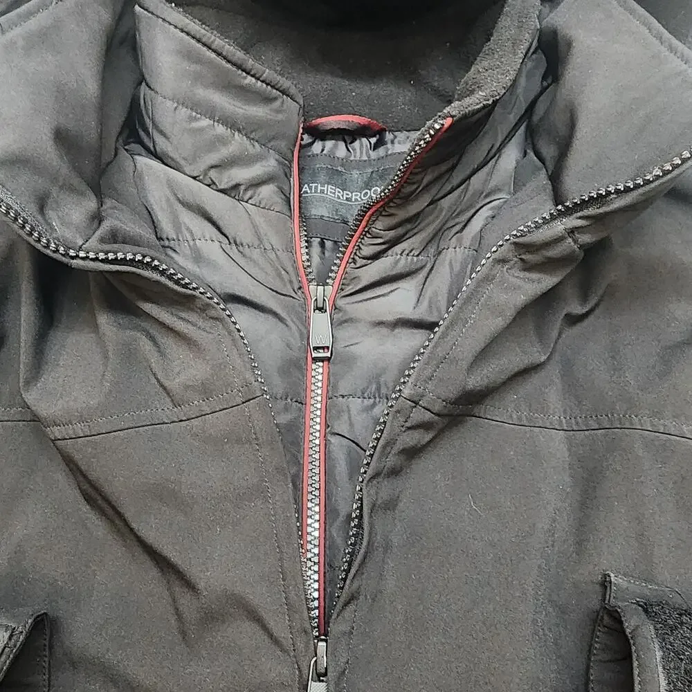 Weatherproof Men's Ultra‎ Tech Men's Jacket Removable Hood Black Sz XXL
